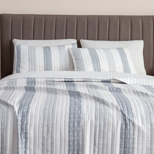 Sleep City Twin / Adele 3-Piece Stripe Quilt - Adele Collection Great Bay Home