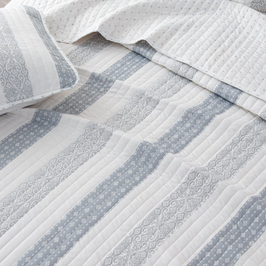 Sleep City Twin / Adele 3-Piece Stripe Quilt - Adele Collection Great Bay Home