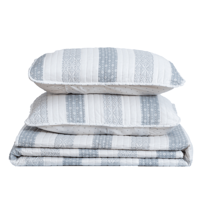 Sleep City Twin / Adele 3-Piece Stripe Quilt - Adele Collection Great Bay Home