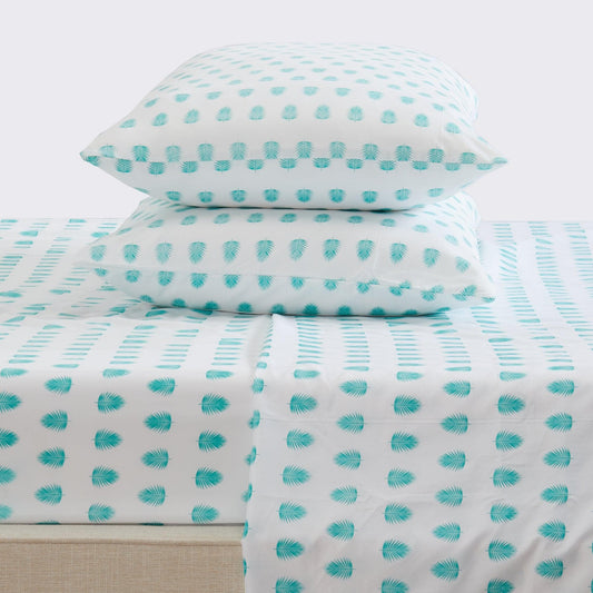Sleep City Twin / Geometric Palm 4-Piece Coastal Microfiber Sheet Set - Nantucket Collection Great Bay Home