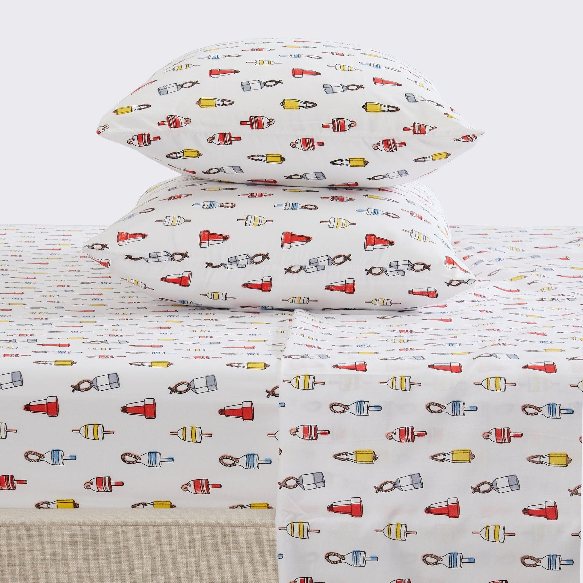 Sleep City Twin / Buoys 4-Piece Coastal Microfiber Sheet Set - Nantucket Collection Great Bay Home