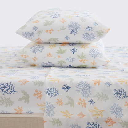 Sleep City Twin / Sea Coral 4-Piece Coastal Microfiber Sheet Set - Nantucket Collection Great Bay Home