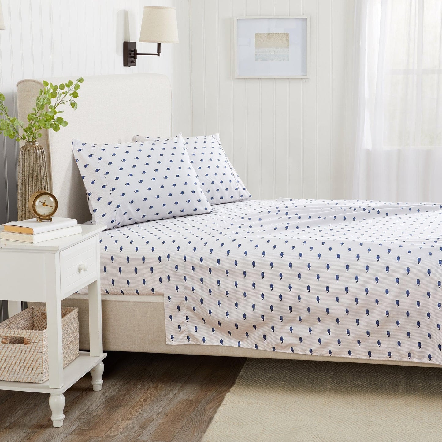 Sleep City Twin / Little Seashells 4-Piece Coastal Microfiber Sheet Set - Nantucket Collection Great Bay Home