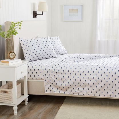 Sleep City Twin / Little Seashells 4-Piece Coastal Microfiber Sheet Set - Nantucket Collection Great Bay Home