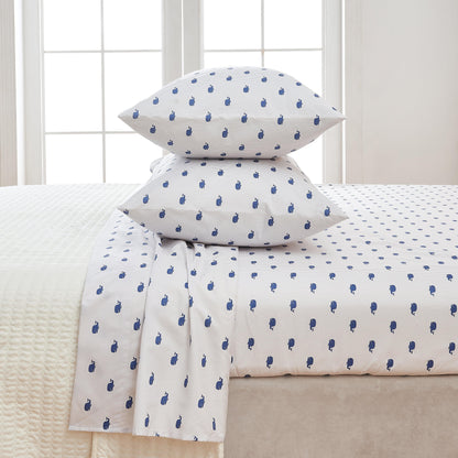 Sleep City Twin / Happy Whales 4-Piece Coastal Microfiber Sheet Set - Nantucket Collection Great Bay Home