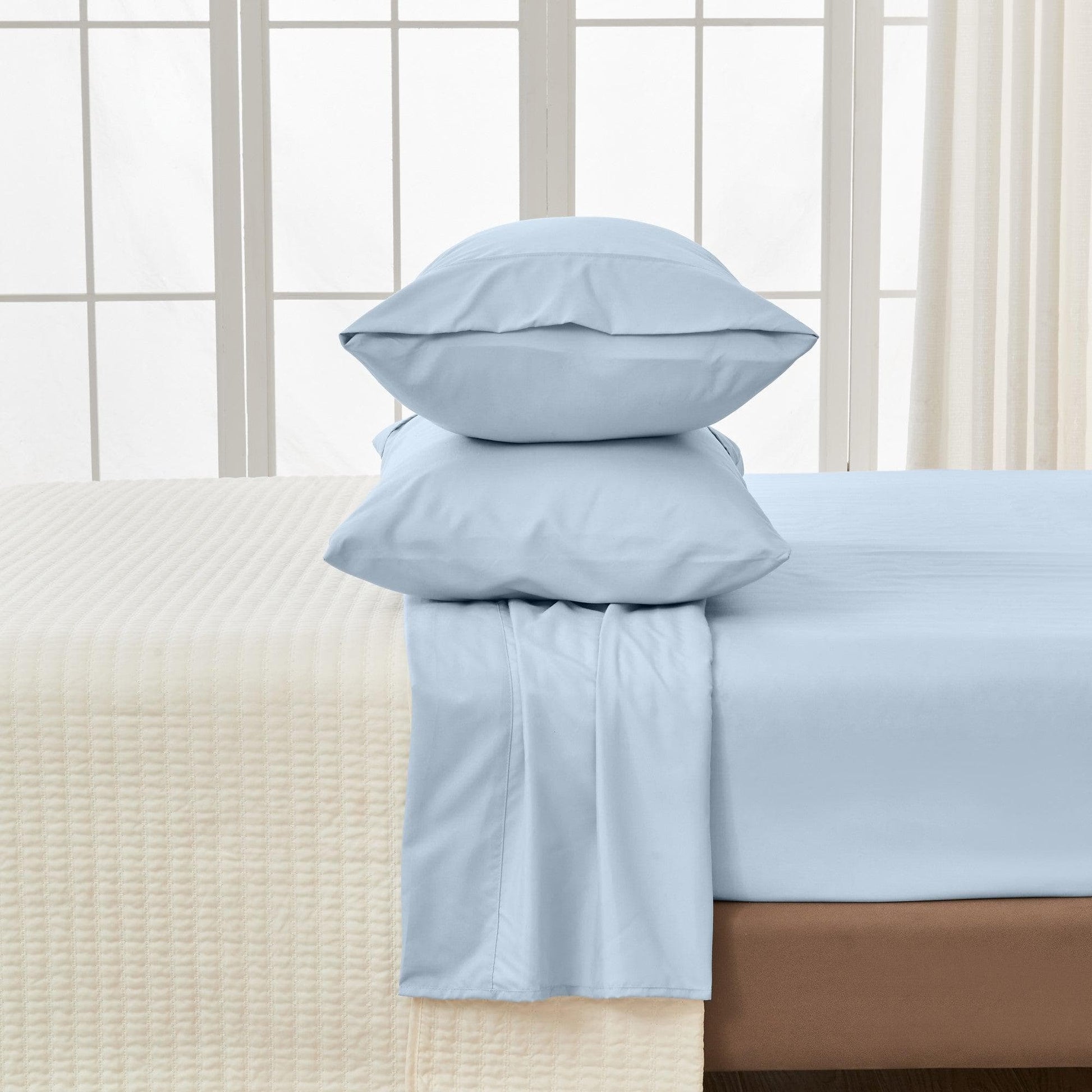 Sleep City Twin / Blue 4 Piece Solid Microfiber Sheet - Amara Collection Great Bay Home