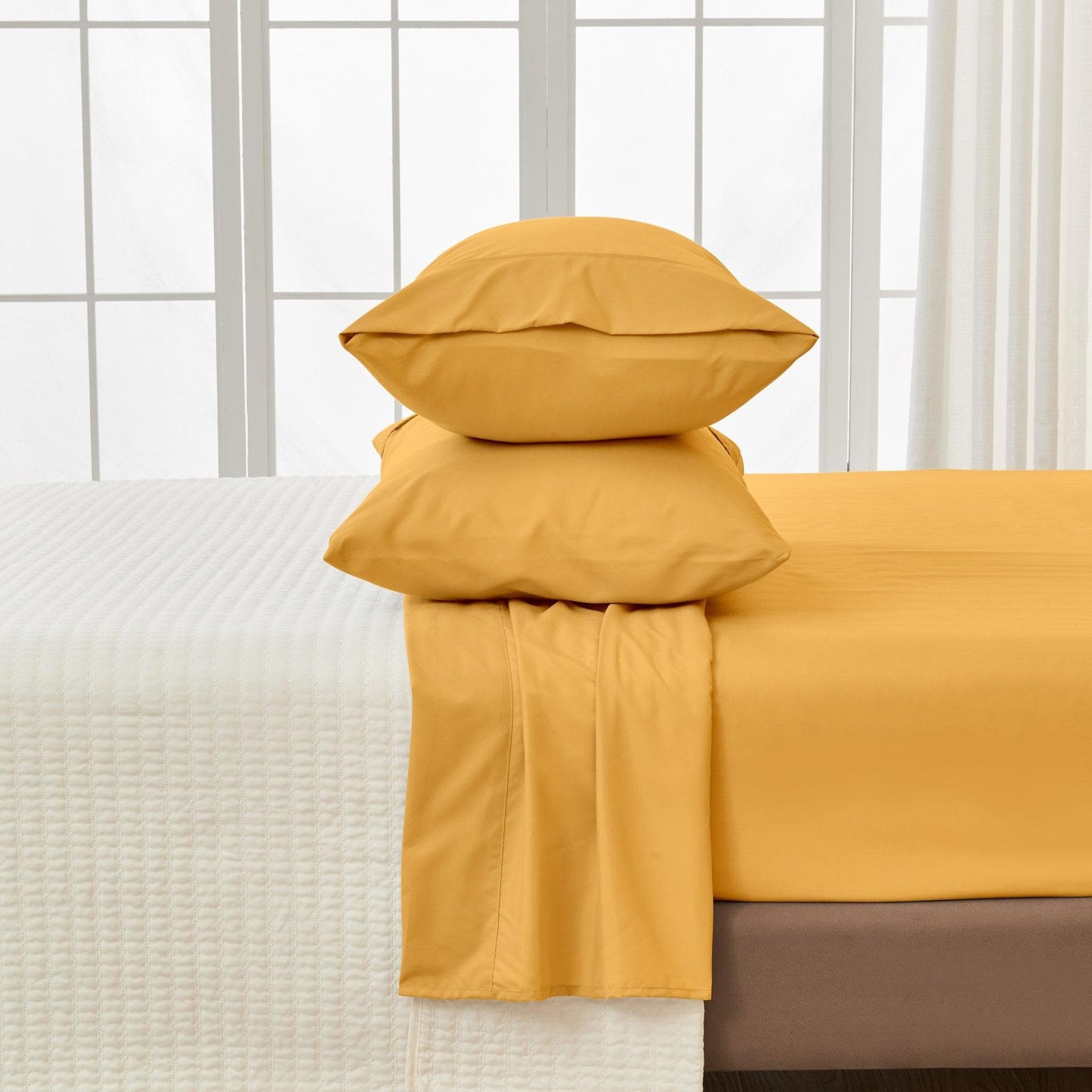 Sleep City Twin / Ginger 4 Piece Solid Microfiber Sheet - Amara Collection Great Bay Home