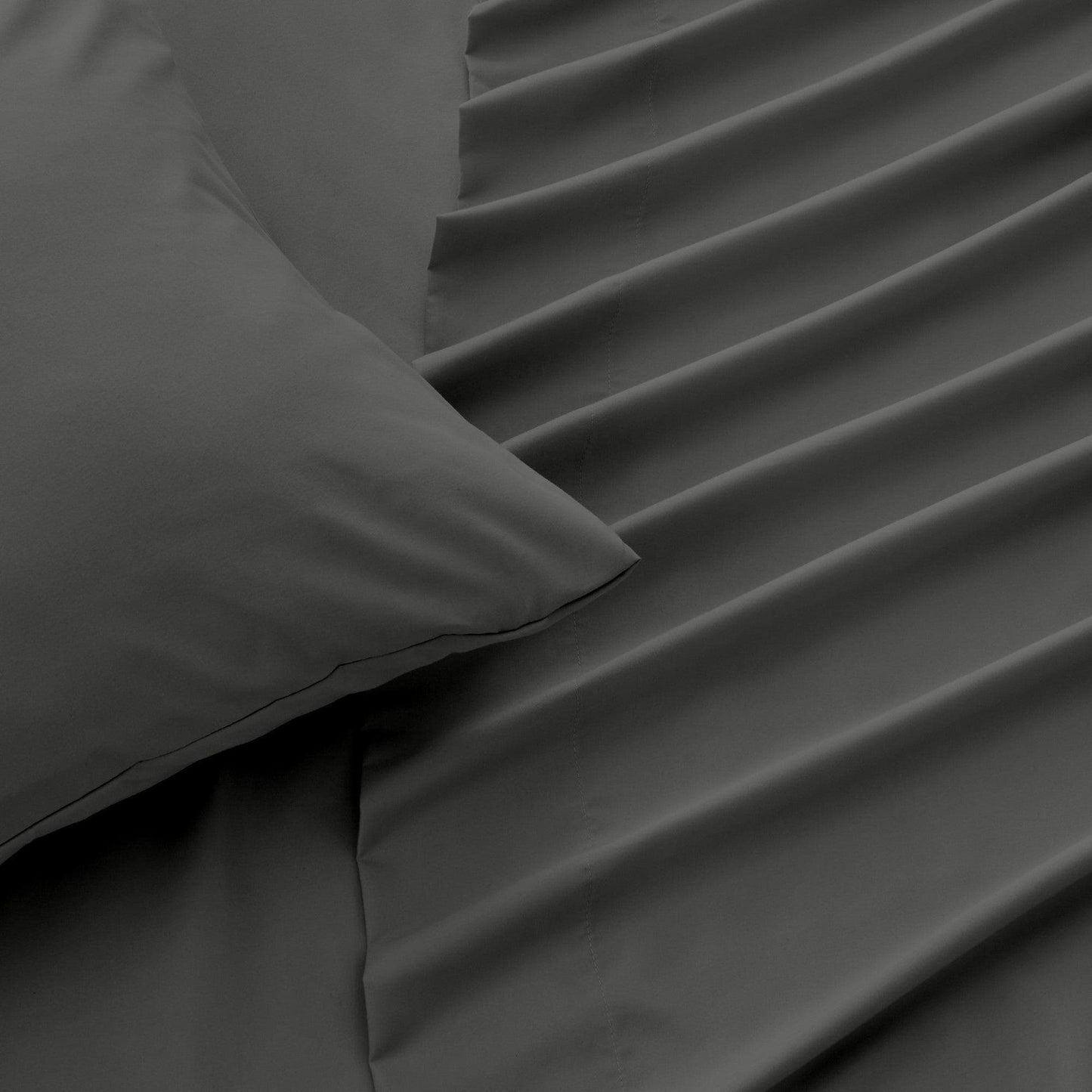 Sleep City Twin / Grey 4 Piece Solid Microfiber Sheet - Amara Collection Great Bay Home