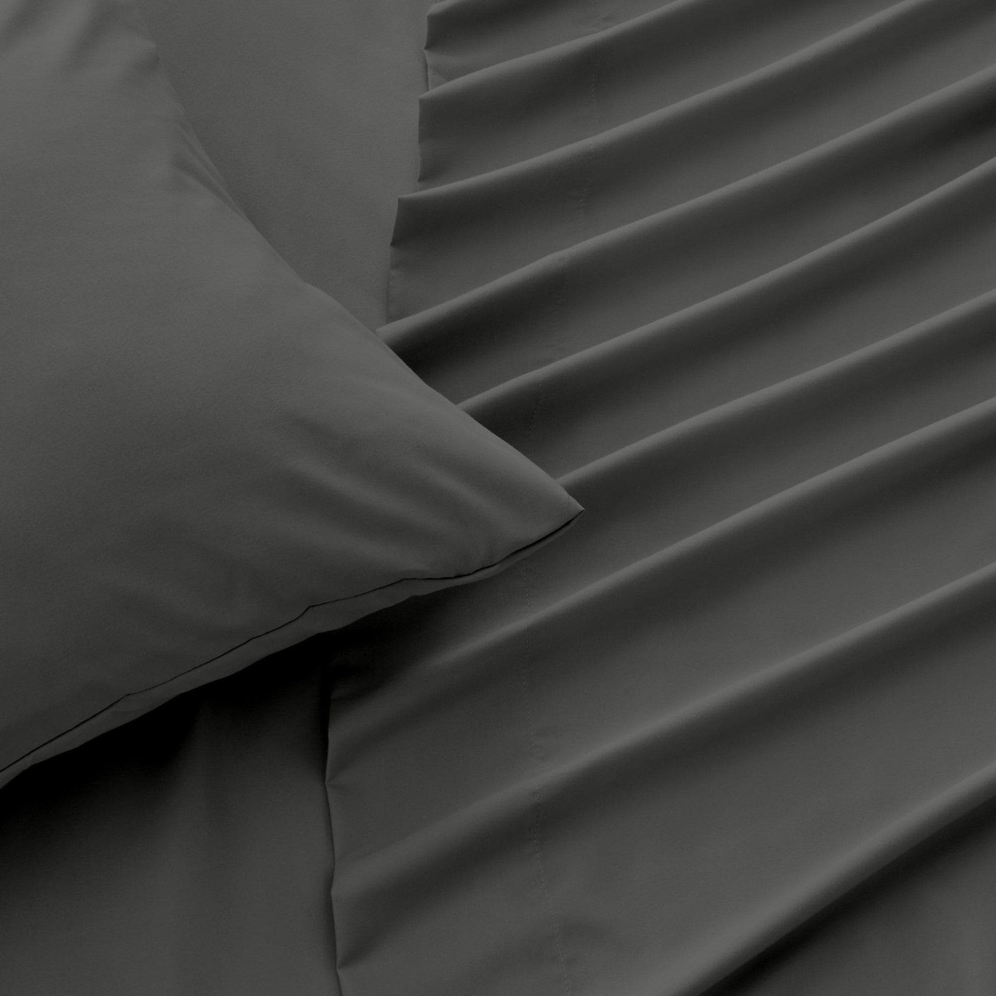 Sleep City Twin / Grey 4 Piece Solid Microfiber Sheet - Amara Collection Great Bay Home