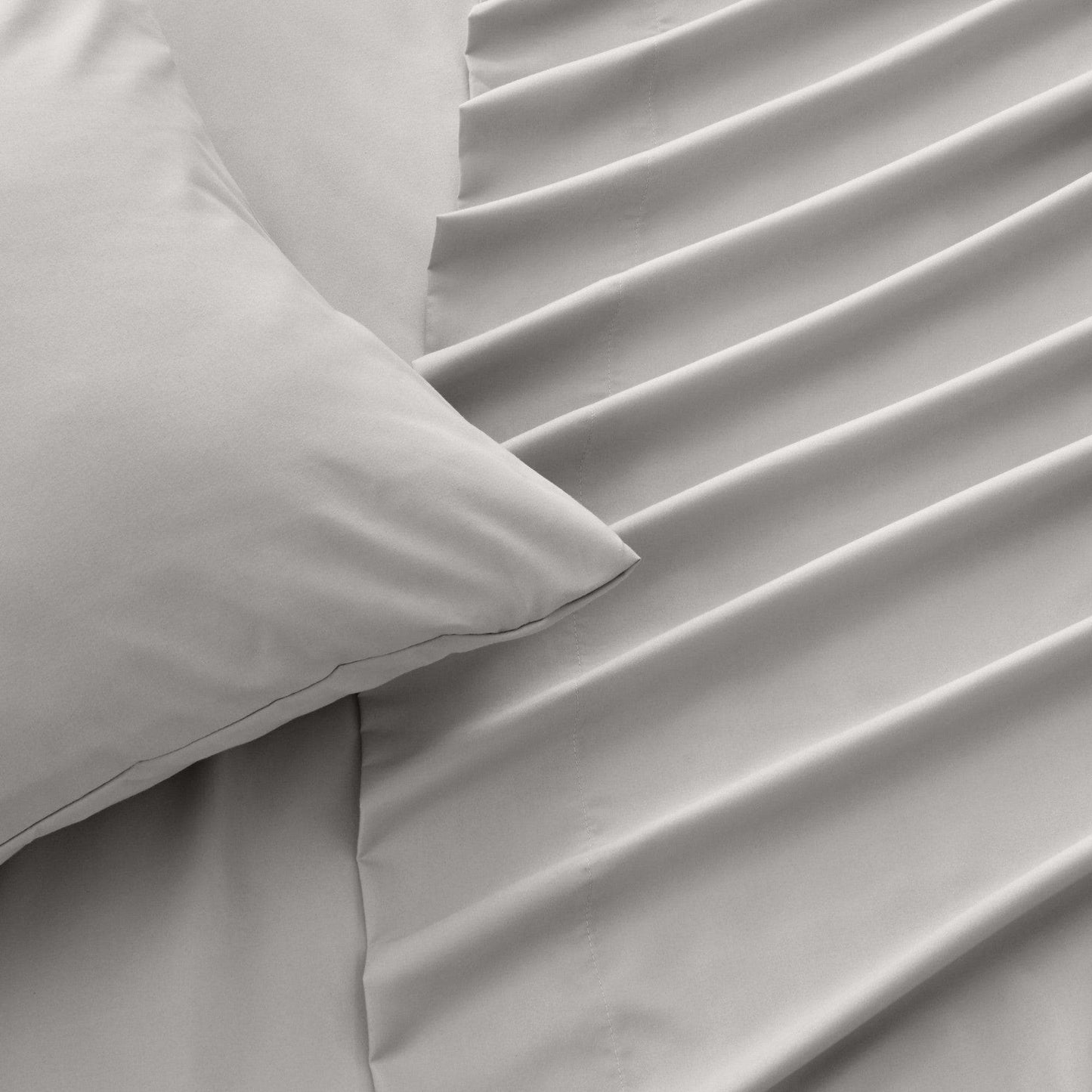 Sleep City Twin / Grey 4 Piece Solid Microfiber Sheet - Amara Collection Great Bay Home