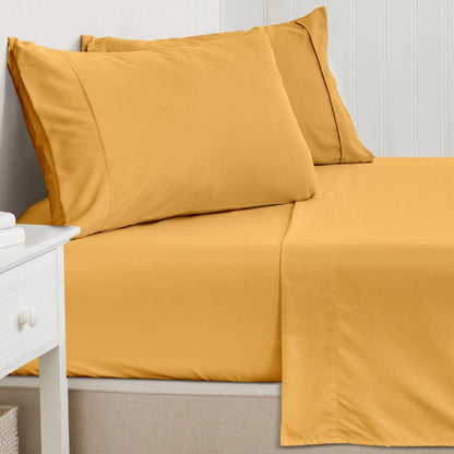 Sleep City Twin / Grey 4 Piece Solid Microfiber Sheet - Amara Collection Great Bay Home