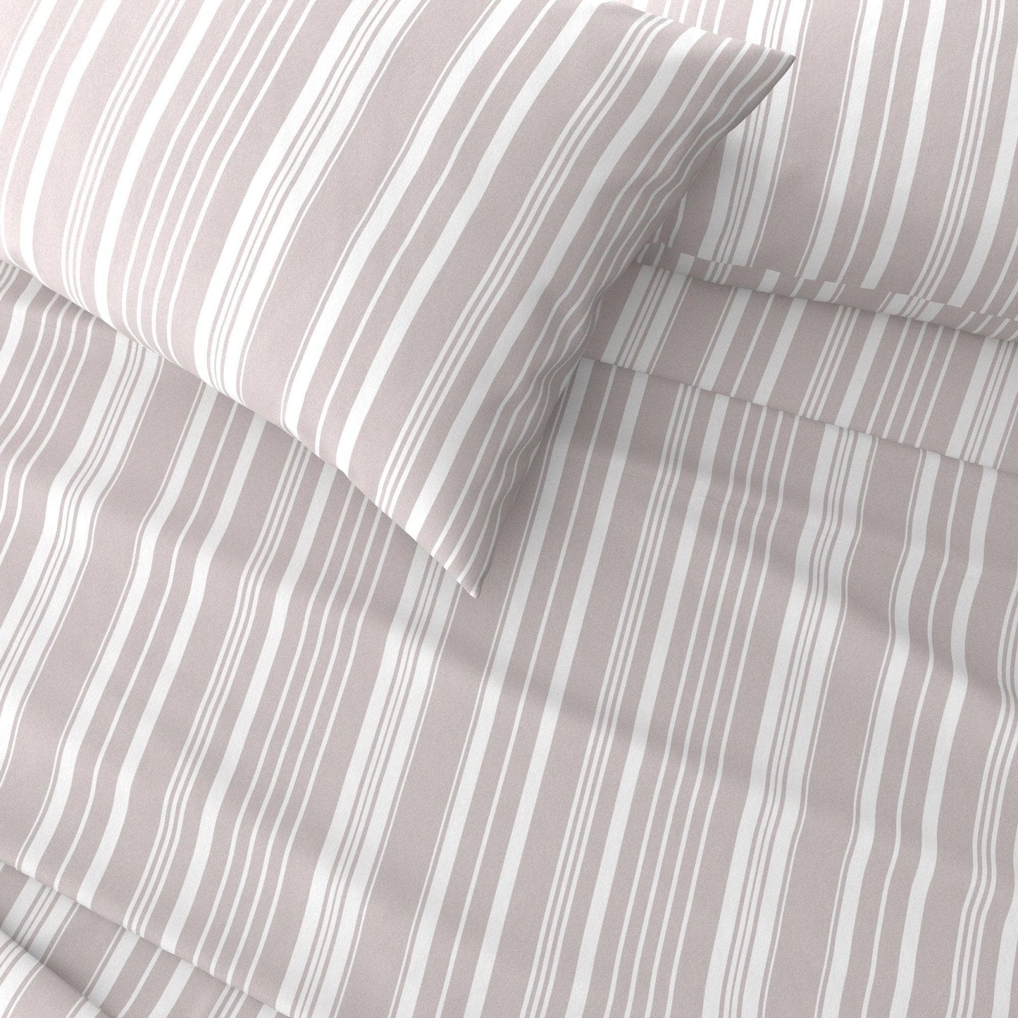 Sleep City King / Sage Green Stripe Bed Sheets 4-Piece Striped Microfiber Sheet Set - Elouise Collection Great Bay Home