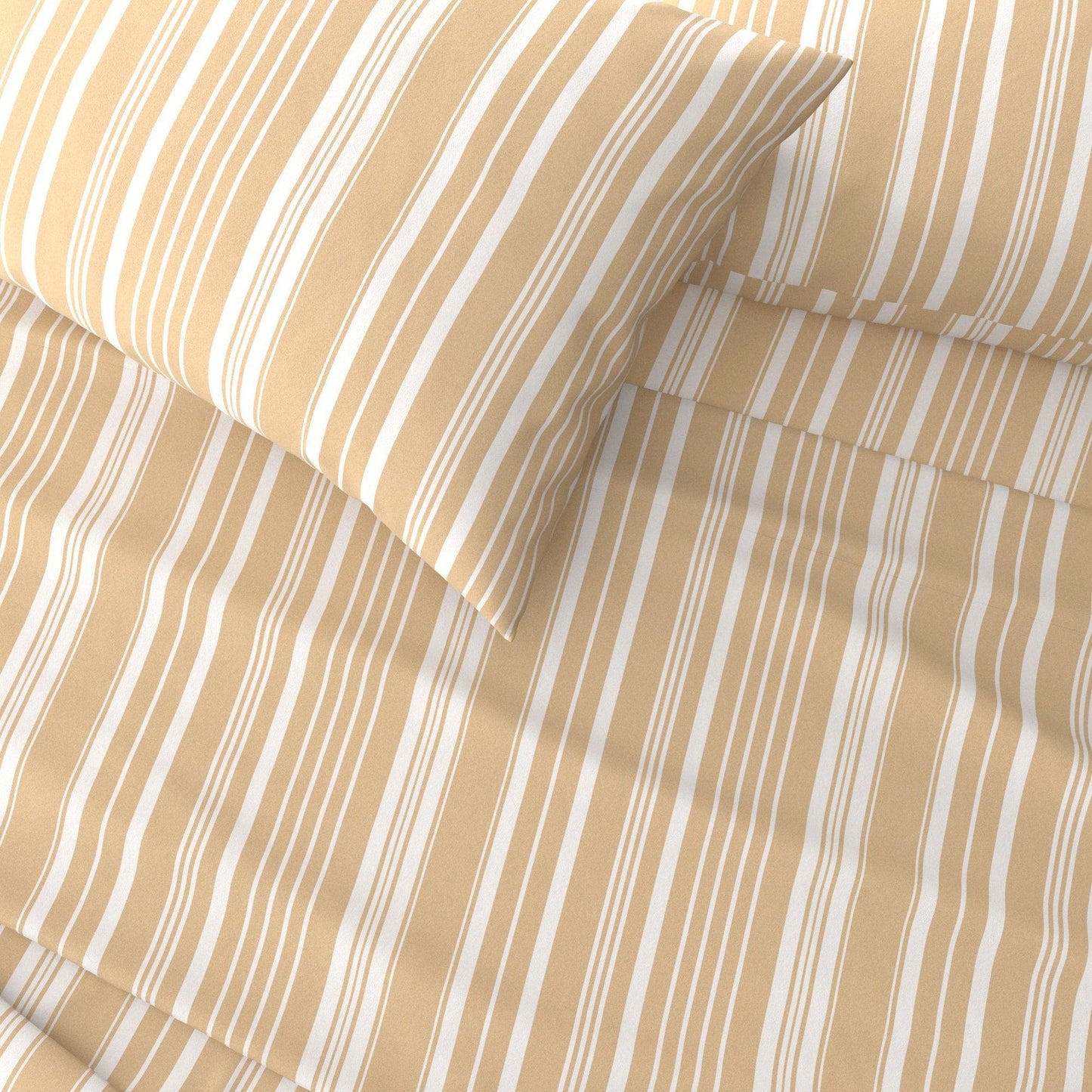 Sleep City King / Sage Green Stripe Bed Sheets 4-Piece Striped Microfiber Sheet Set - Elouise Collection Great Bay Home