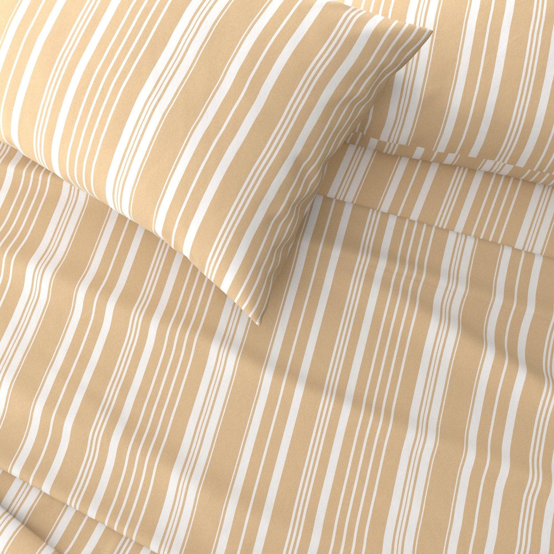 Sleep City King / Sage Green Stripe Bed Sheets 4-Piece Striped Microfiber Sheet Set - Elouise Collection Great Bay Home
