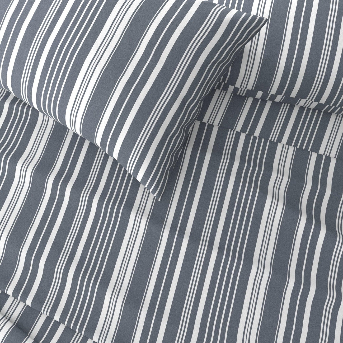 Sleep City King / Sage Green Stripe Bed Sheets 4-Piece Striped Microfiber Sheet Set - Elouise Collection Great Bay Home