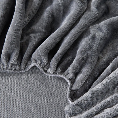 Sleep City Twin / Dark Grey Bed Sheets Solid Plush Fitted Sheet - Velvet Luxe Collection Great Bay Home
