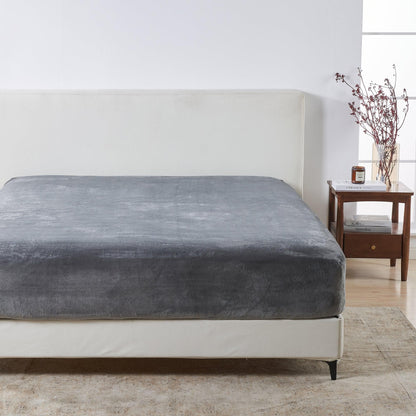 Sleep City Twin / Dark Grey Bed Sheets Solid Plush Fitted Sheet - Velvet Luxe Collection Great Bay Home