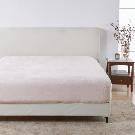 Sleep City Twin / Blush Pink Bed Sheets Solid Plush Fitted Sheet - Velvet Luxe Collection Great Bay Home