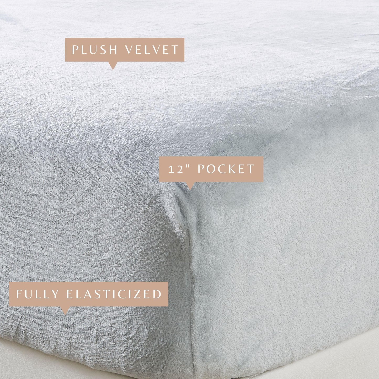 Sleep City Twin / Dark Grey Bed Sheets Solid Plush Fitted Sheet - Velvet Luxe Collection Great Bay Home