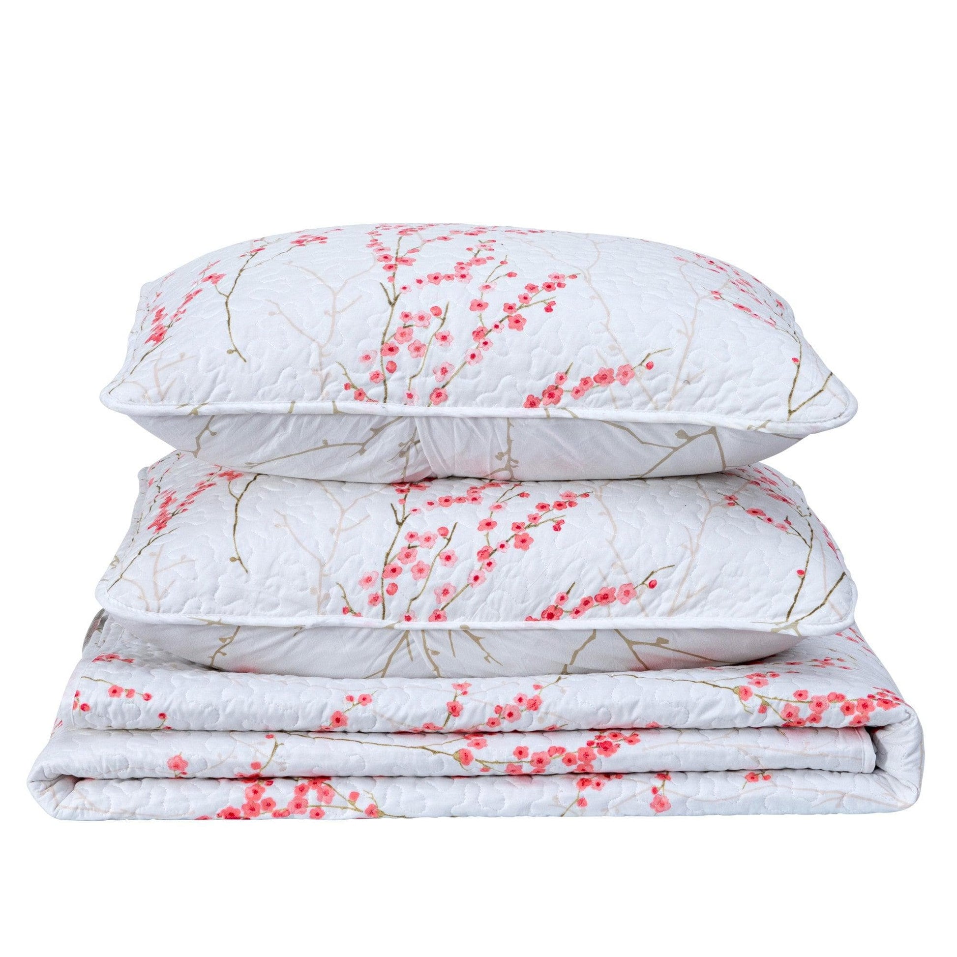 Sleep City Twin / Cherry Blossoms Quilts 3-Piece Floral Quilt - Sakura Collection Great Bay Home