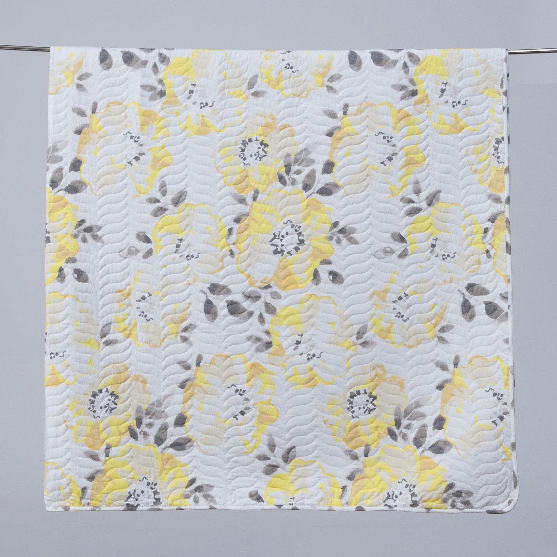 Sleep City Twin / Helene - Yellow Quilts 3 Piece Floral Quilt Set - Helene Collection Great Bay Home