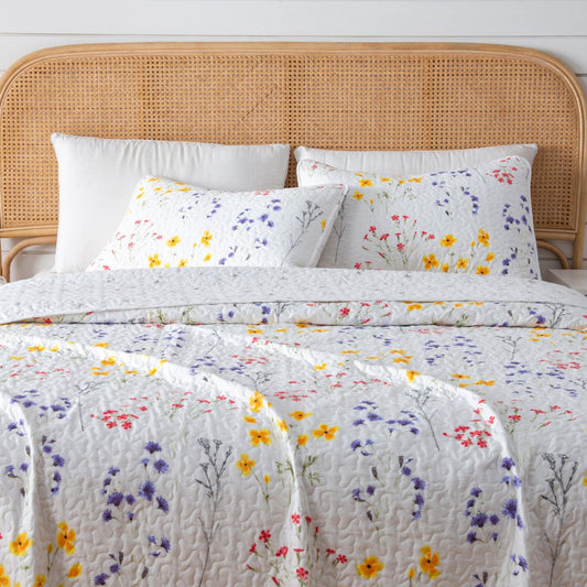Sleep City Twin / Marianne Quilts Colorful Floral 3 Piece Quilt Set - Marianne Collection Great Bay Home