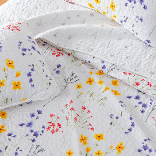 Sleep City Twin / Marianne Quilts Colorful Floral 3 Piece Quilt Set - Marianne Collection Great Bay Home