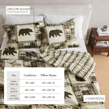 Reversible Christmas Comforter and Sham Set - Holiday / Lodge Odette Collection