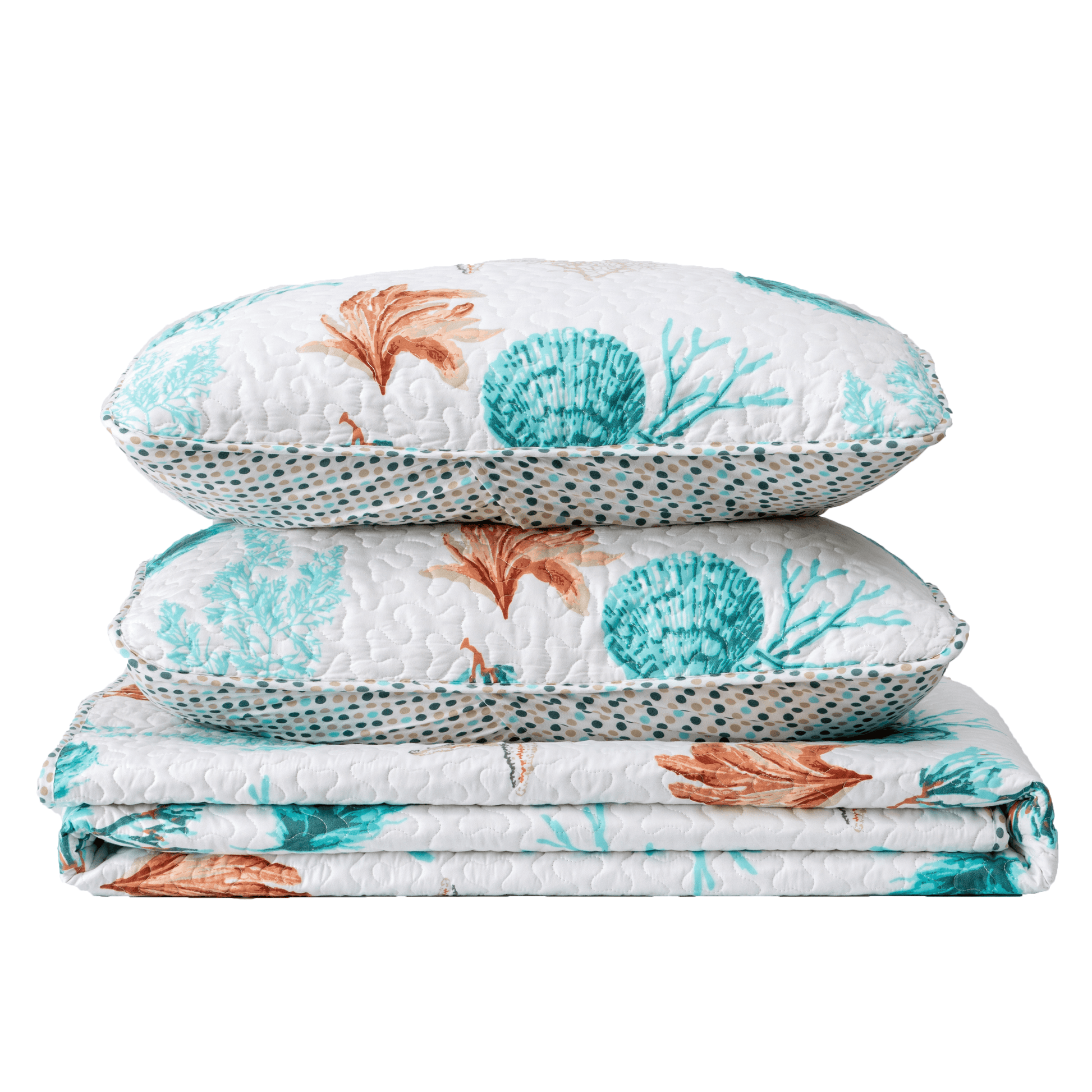 Sleep City Twin / Key West Quilts Reversible Coral Quilt Set - Key West Collection Great Bay Home