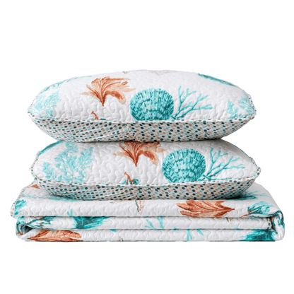 Sleep City Twin / Key West Quilts Reversible Coral Quilt Set - Key West Collection Great Bay Home