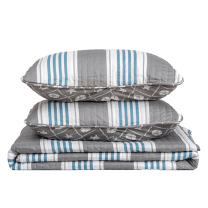 Sleep City Twin / Multi Quilts Striped Coral Quilt Set - St. Croix Collection Great Bay Home