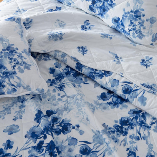 Sleep City Twin / Jacqueline Quilts Watercolor Leaves 3 Piece Quilt Set - Jacqueline Collection Great Bay Home