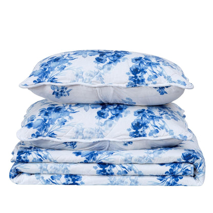 Sleep City Twin / Jacqueline Quilts Watercolor Leaves 3 Piece Quilt Set - Jacqueline Collection Great Bay Home