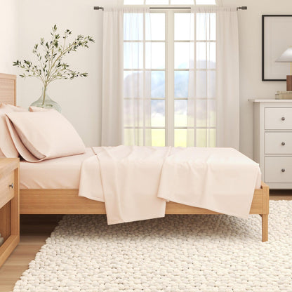 Sleep City Twin / Winter White Sheets 4-Piece Cotton Solid Flannel Sheet - Nordic Collection Great Bay Home