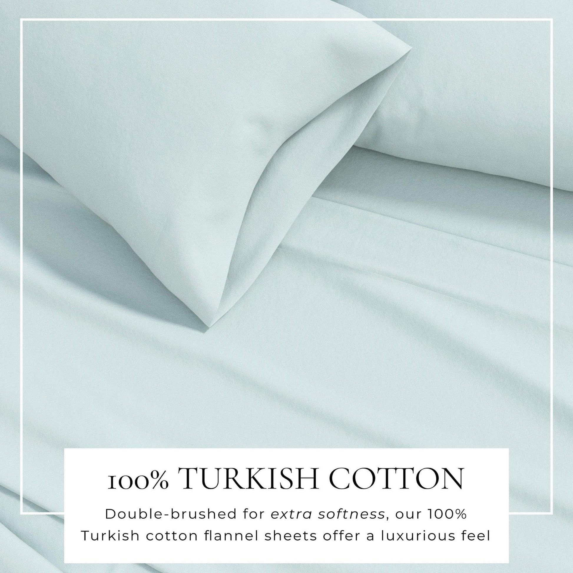 Sleep City Twin / Winter White Sheets 4-Piece Cotton Solid Flannel Sheet - Nordic Collection Great Bay Home