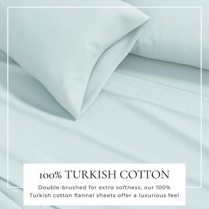 Sleep City Twin / Winter White Sheets 4-Piece Cotton Solid Flannel Sheet - Nordic Collection Great Bay Home