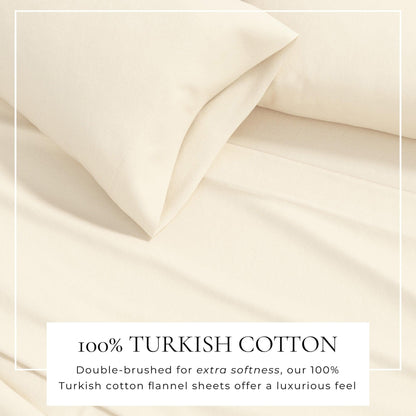 Sleep City Twin / Winter White Sheets 4-Piece Cotton Solid Flannel Sheet - Nordic Collection Great Bay Home