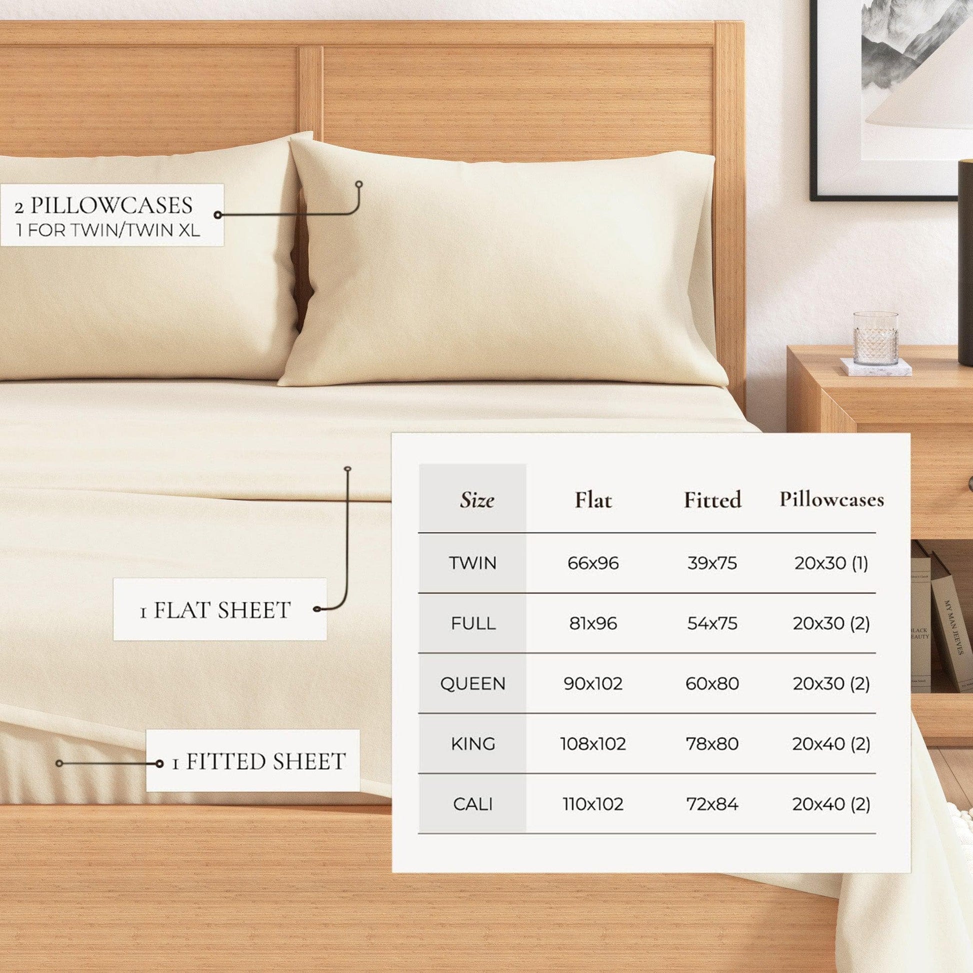 Sleep City Twin / Winter White Sheets 4-Piece Cotton Solid Flannel Sheet - Nordic Collection Great Bay Home
