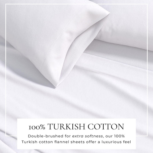 Sleep City Twin / Winter White Sheets 4-Piece Cotton Solid Flannel Sheet - Nordic Collection Great Bay Home