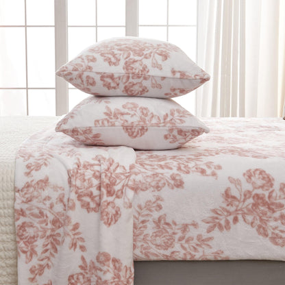 Sleep City Full / Toile - Blush Pink Sheets 4-Piece Printed Plush Sheet - Velvet Luxe Lattice Collection Great Bay Home