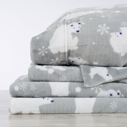 4-Piece Printed Plush Sheet - Velvet Luxe Collection
