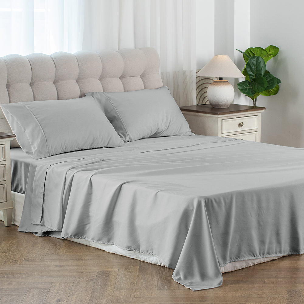 Sleep City Twin / Gray Sheet Set Kasentex Soft Sheet Bedding Set in Deep Pocket, Hypoallergenic and Breathable, Room Decor, Graduation Gifts Kasentex
