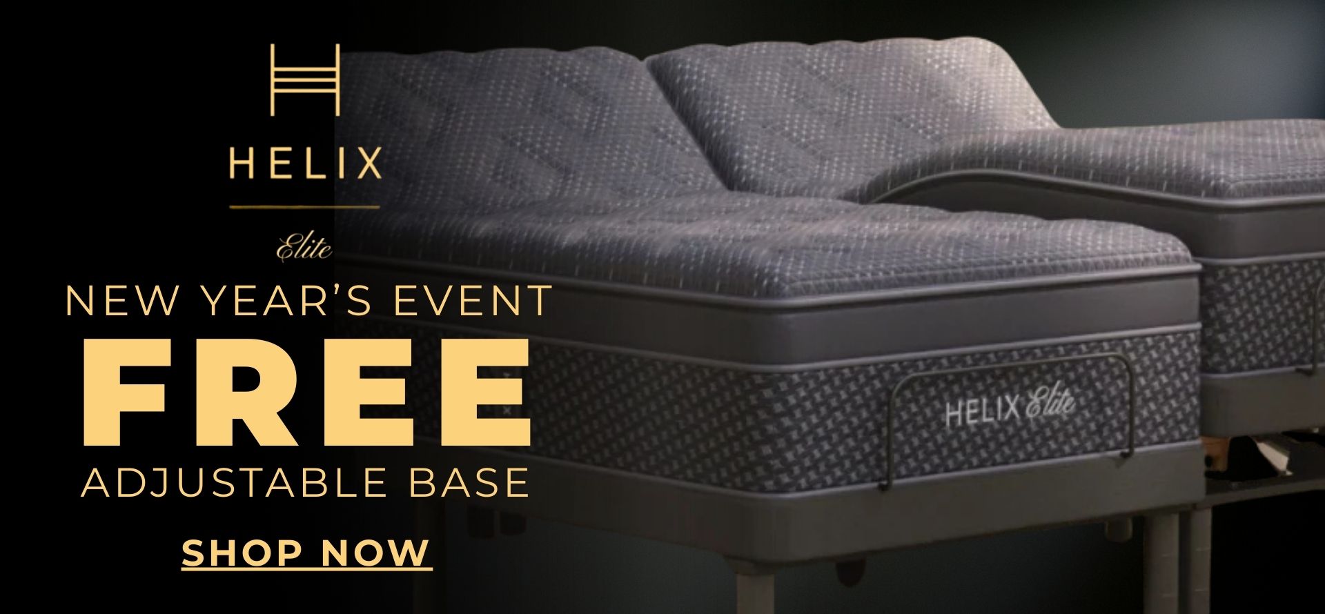 Helix mattress with promotional text for a free adjustable base offer.