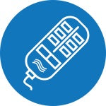 Wired Remote Icon on blue background