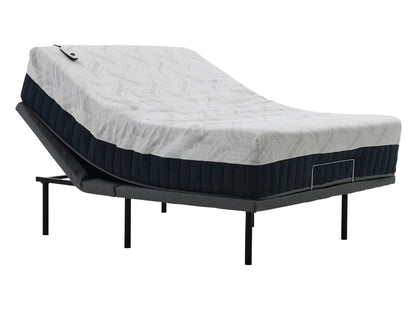 Adjustable bed with mattress on a white background