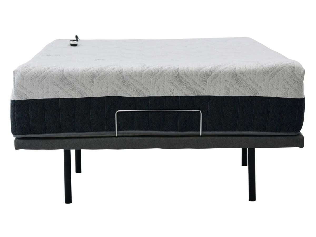 Mattress with an adjustable base on a white background