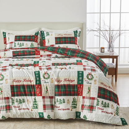 Reversible Christmas Comforter and Sham Set - Holiday / Lodge Odette Collection