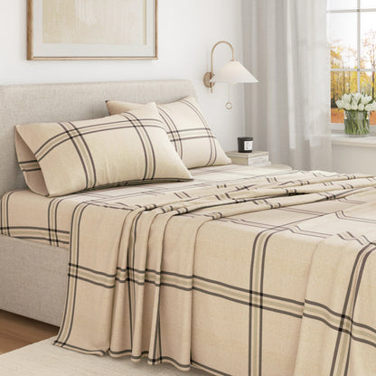 Turkish Cotton Flannel Sheet Set - Plaid & Stripe Collection