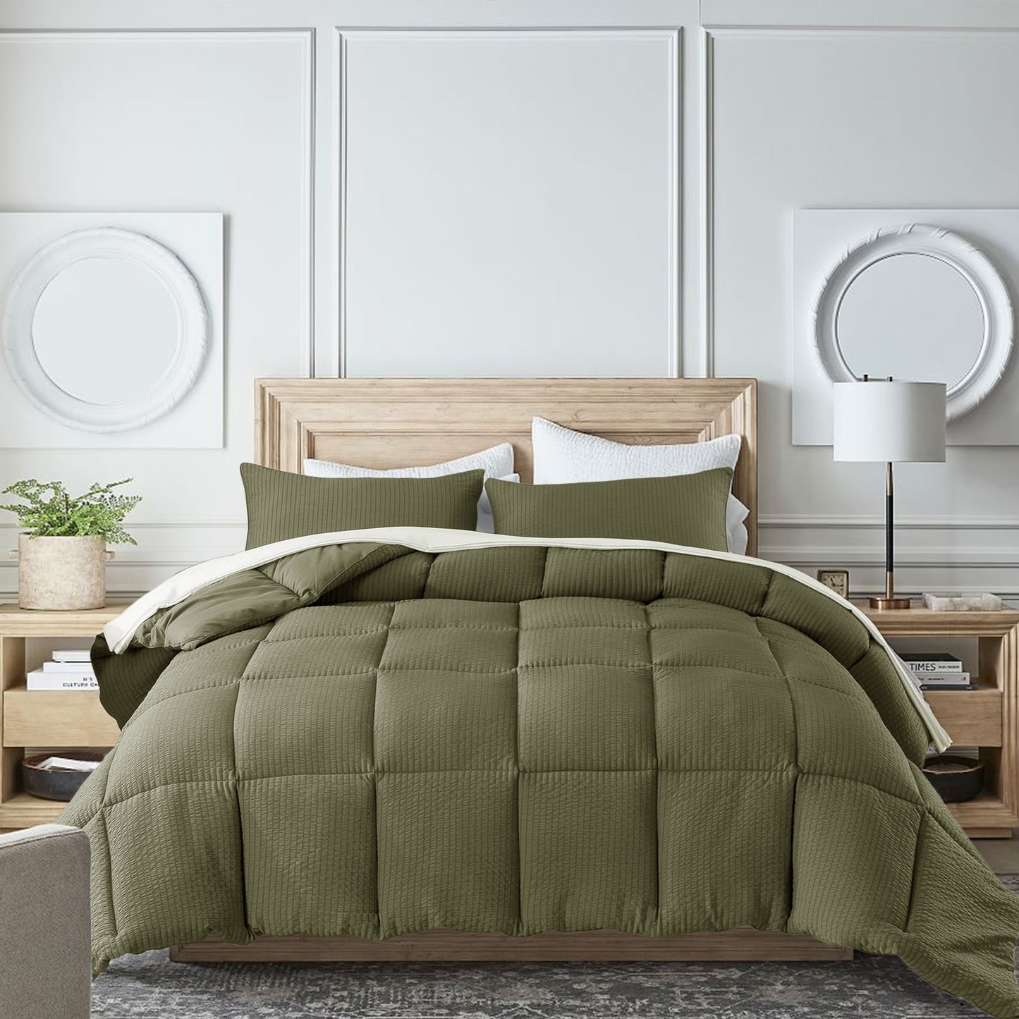 Sleep City Twin / Green Comforter Kasentex Ultra Soft All Season Down Alternative Reversible Comforter, Twin, Queen, King, Room Decor, Graduation Gifts Kasentex