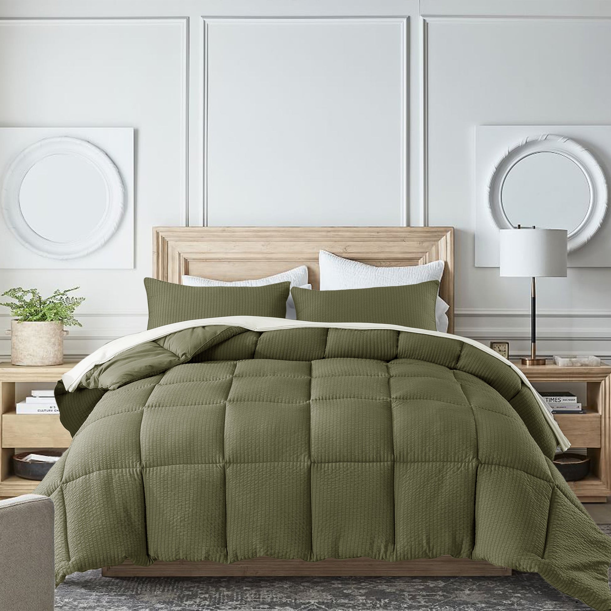 Sleep City Twin / Green Comforter Kasentex Ultra Soft All Season Down Alternative Reversible Comforter, Twin, Queen, King, Room Decor, Graduation Gifts Kasentex